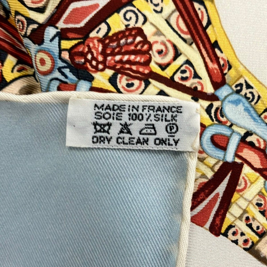 Hermes Scarf Carre 90 Ivory Light Blue Multi Paperoles — view 3