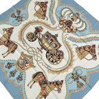 Hermes Scarf Carre 90 Ivory Light Blue Multi Paperoles