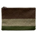 Bottega Veneta Clutch Intrecciato Dark Brown Beige Green Leather