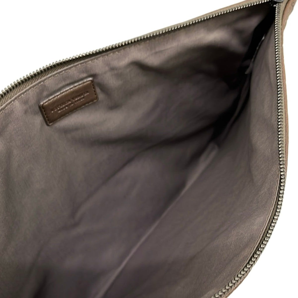 Bottega Veneta Clutch Intrecciato Dark Brown Beige Green Leather — view 7