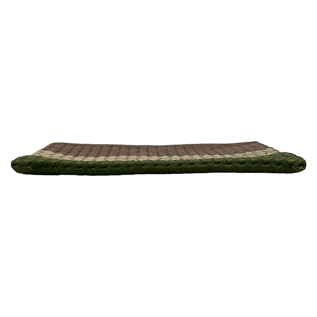 Bottega Veneta Clutch Intrecciato Dark Brown Beige Green Leather — view 5