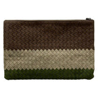 Bottega Veneta Clutch Intrecciato Dark Brown Beige Green Leather — view 3