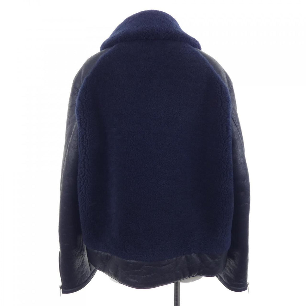 Hermes Shearling Jacket Navy — view 2