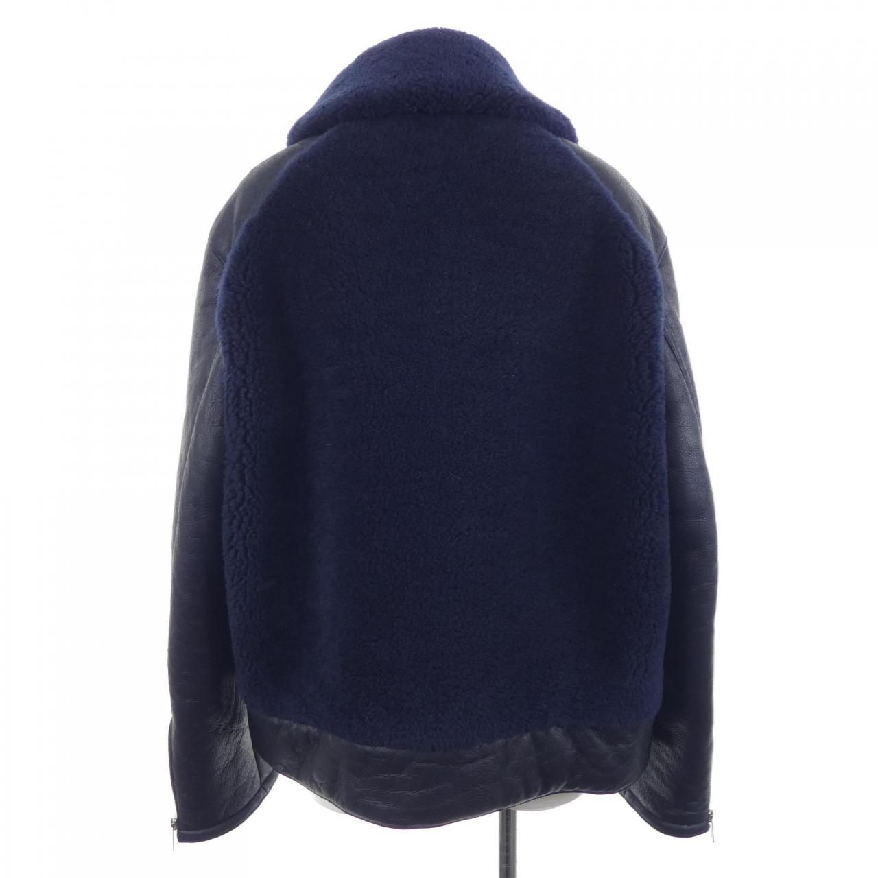 Hermes Shearling Jacket Navy — view 2