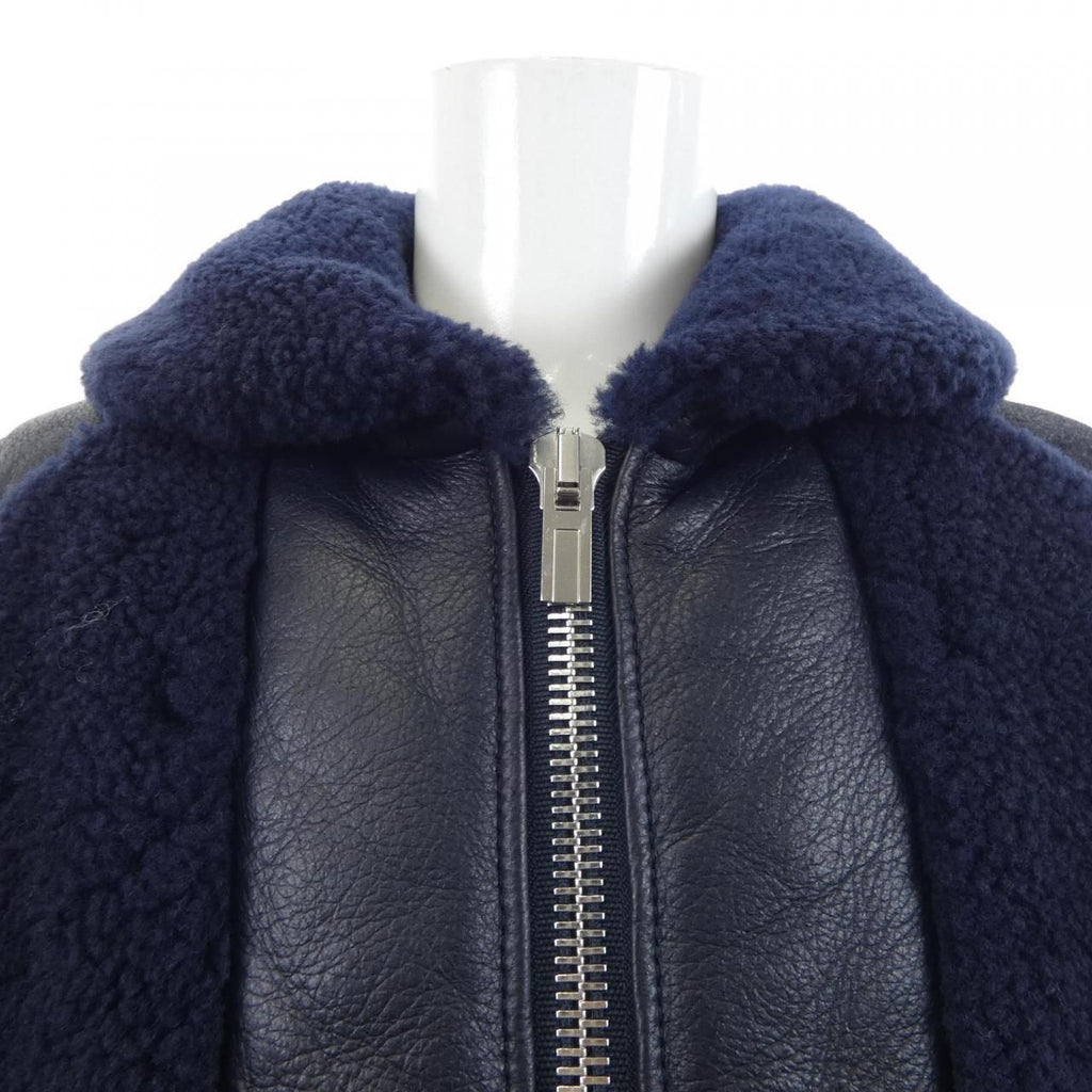 Hermes Shearling Jacket Navy — view 5