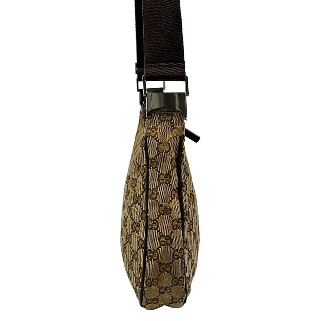 Gucci Shoulder Bag GG Pattern Dark Brown Beige Leather — view 2