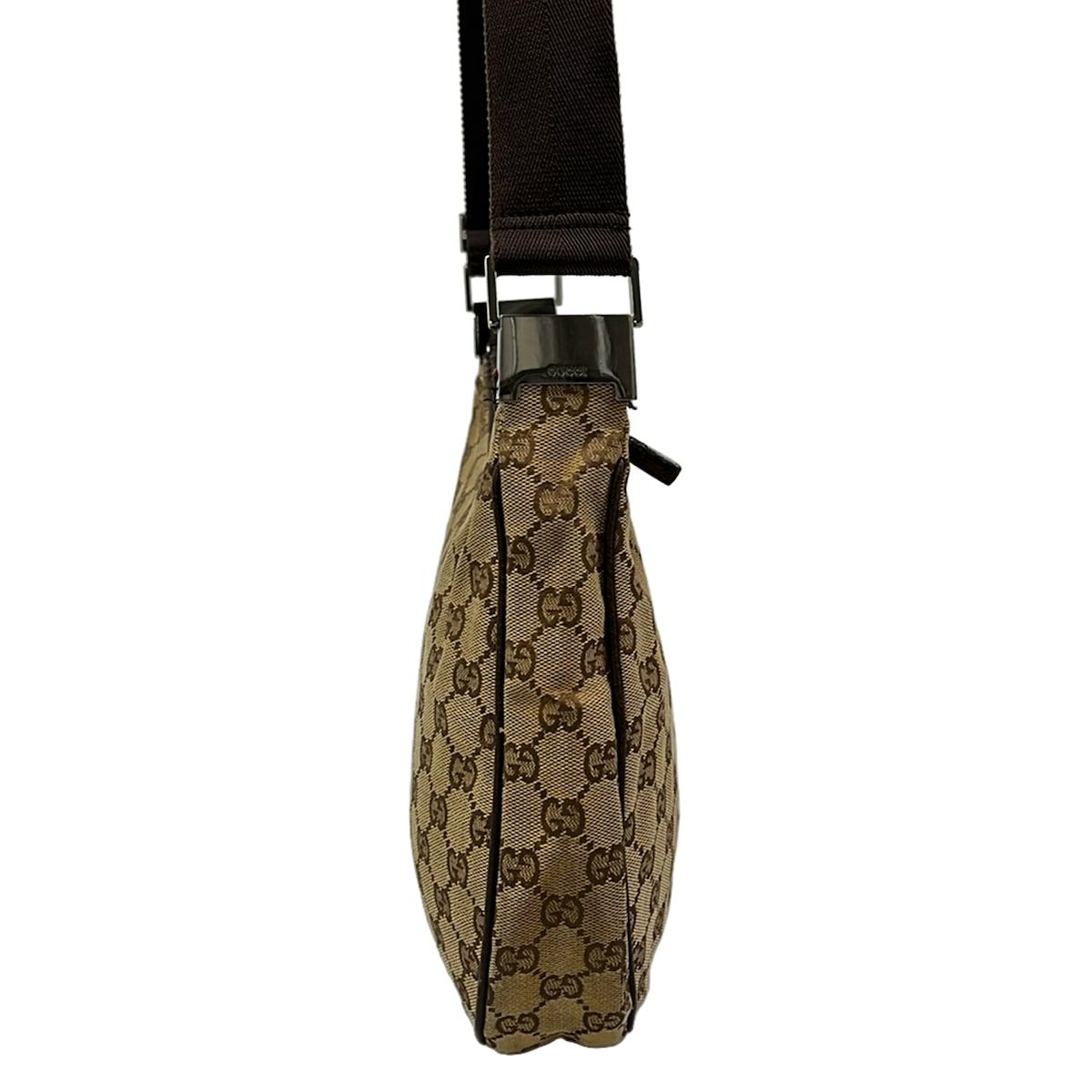 Gucci Shoulder Bag GG Pattern Dark Brown Beige Leather — view 2