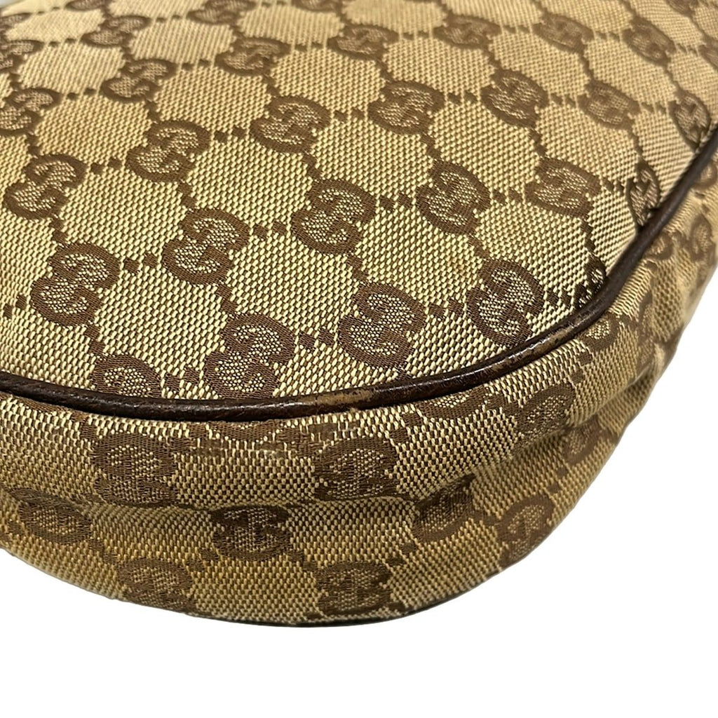 Gucci Shoulder Bag GG Pattern Dark Brown Beige Leather — view 6