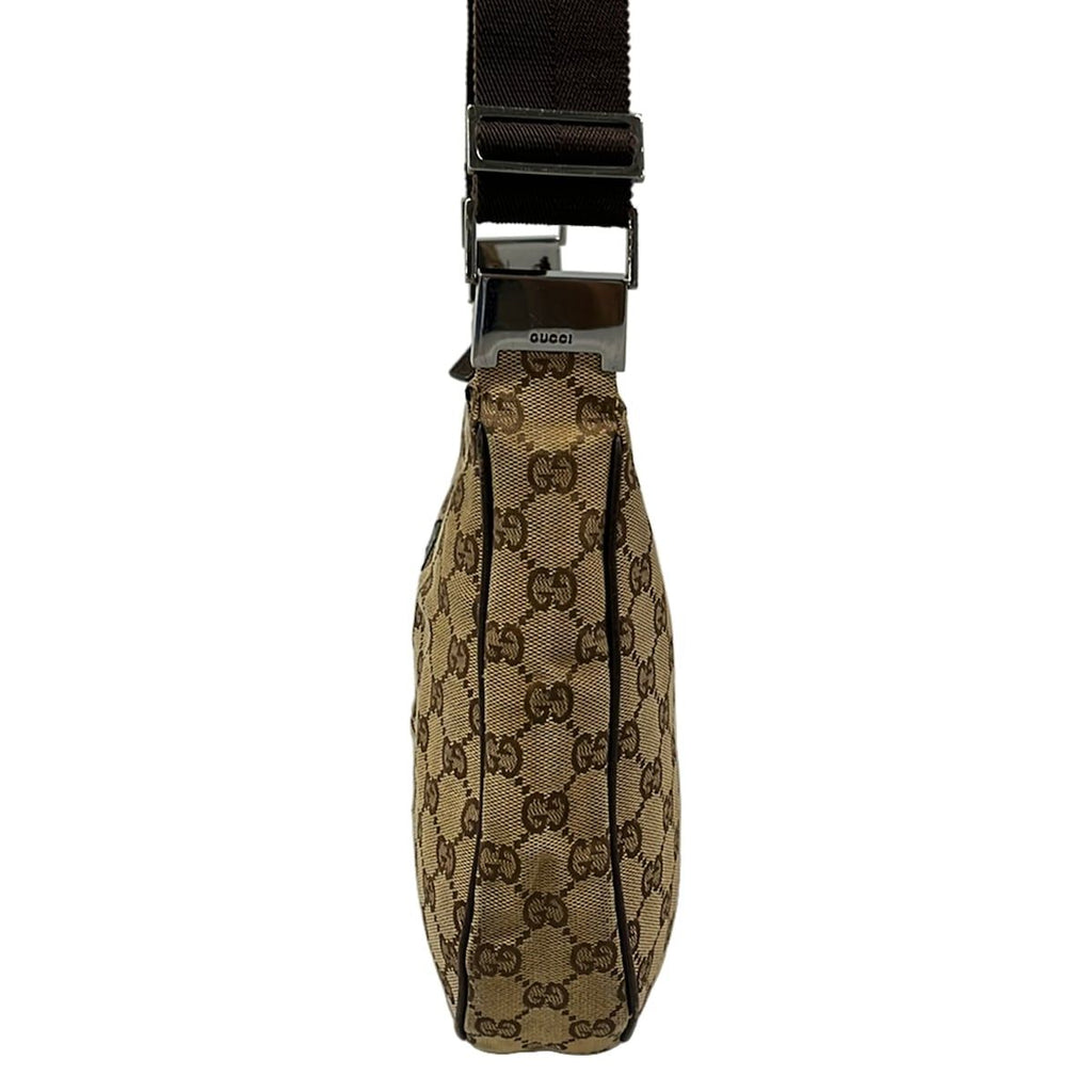 Gucci Shoulder Bag GG Pattern Dark Brown Beige Leather — view 4
