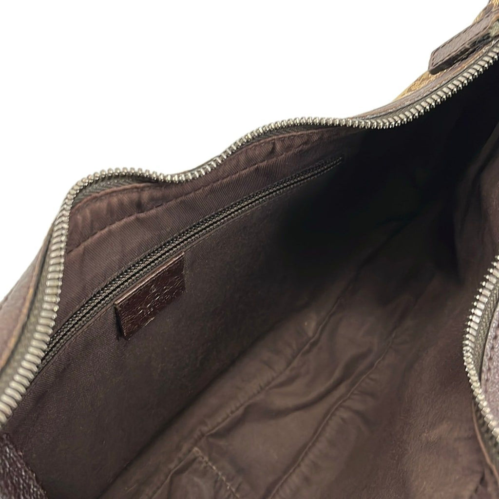 Gucci Shoulder Bag GG Pattern Dark Brown Beige Leather — view 7
