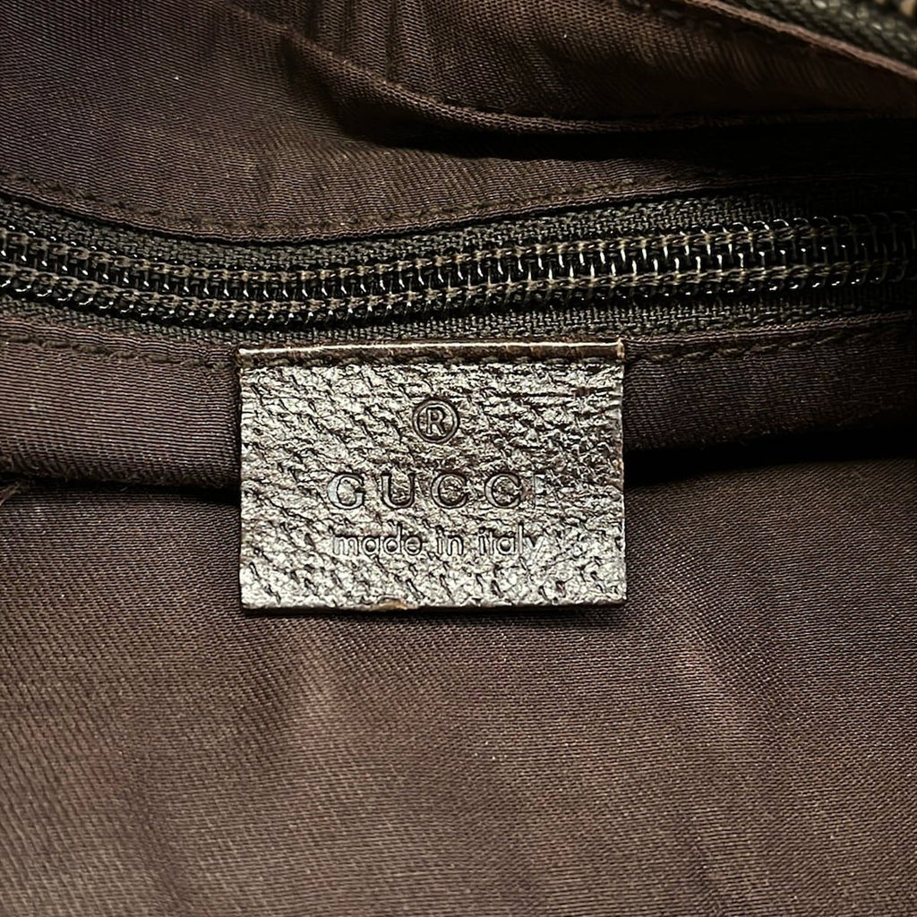 Gucci Shoulder Bag GG Pattern Dark Brown Beige Leather — view 8