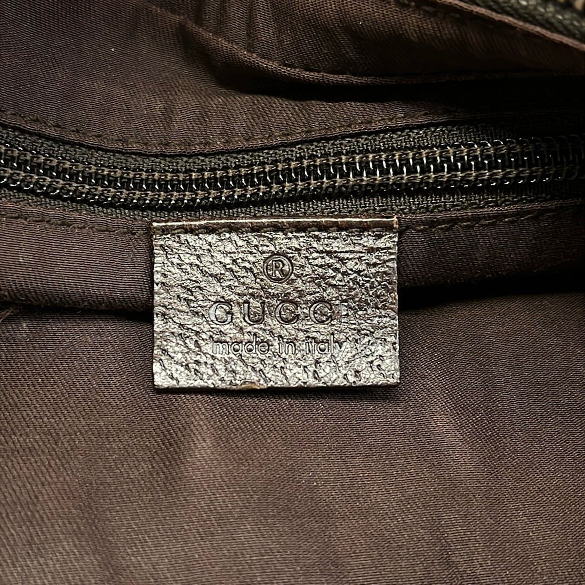 Gucci Shoulder Bag GG Pattern Dark Brown Beige Leather — view 8