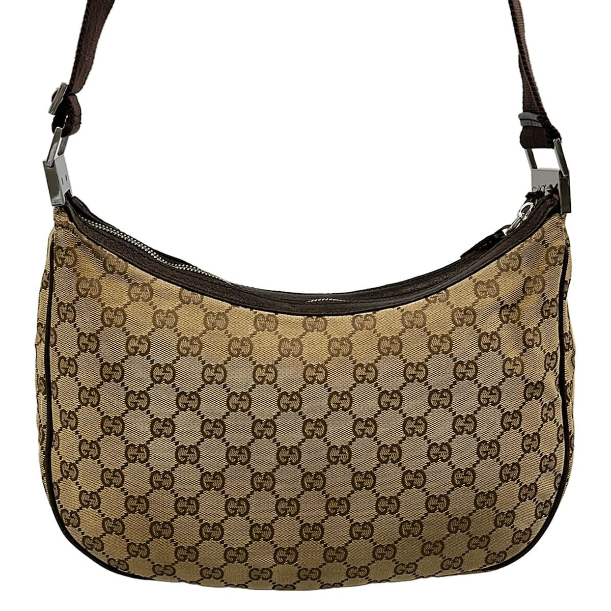 Gucci Shoulder Bag GG Pattern Dark Brown Beige Leather — view 3