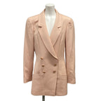 Chanel Jacket 40 M Light Pink Long Sleeve CC Logo Button Double Spring Autumn