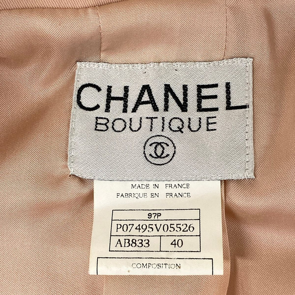 Chanel Jacket 40 M Light Pink Long Sleeve CC Logo Button Double Spring Autumn — view 3