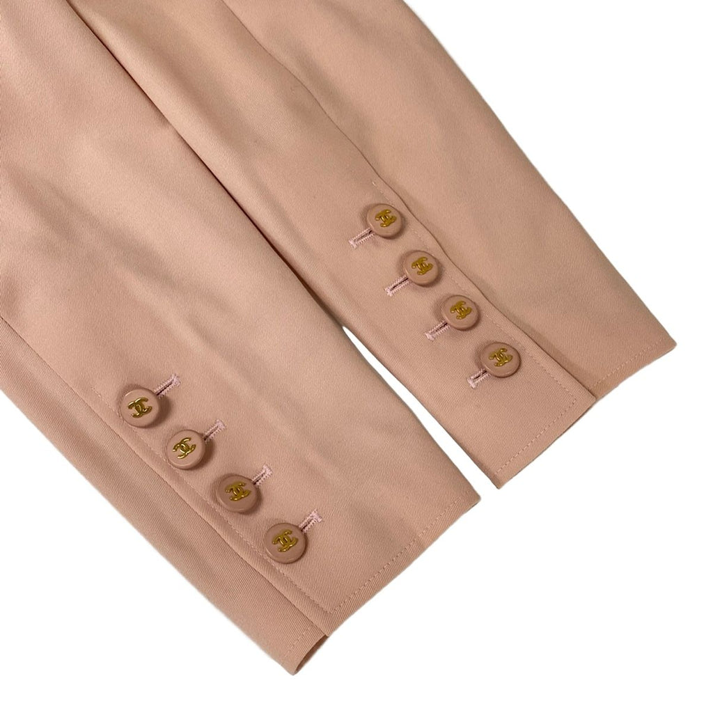 Chanel Jacket 40 M Light Pink Long Sleeve CC Logo Button Double Spring Autumn — view 5