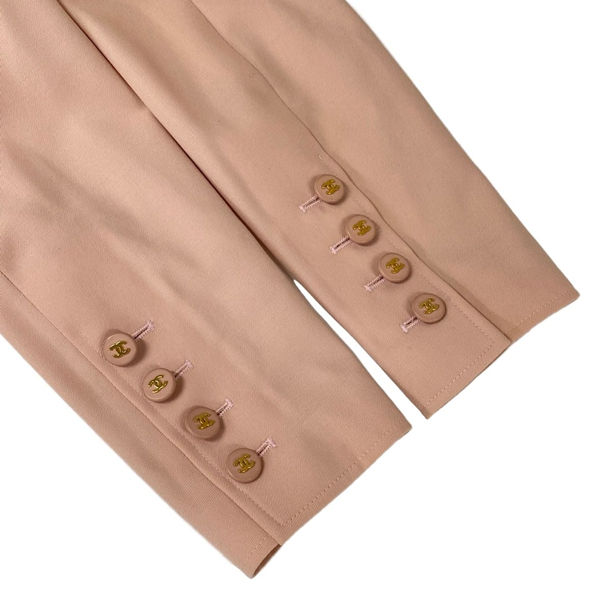 Chanel Jacket 40 M Light Pink Long Sleeve CC Logo Button Double Spring Autumn — view 5
