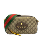 Gucci Shoulder Bag Neo Vintage GG Supreme Beige Dark Brown Leather