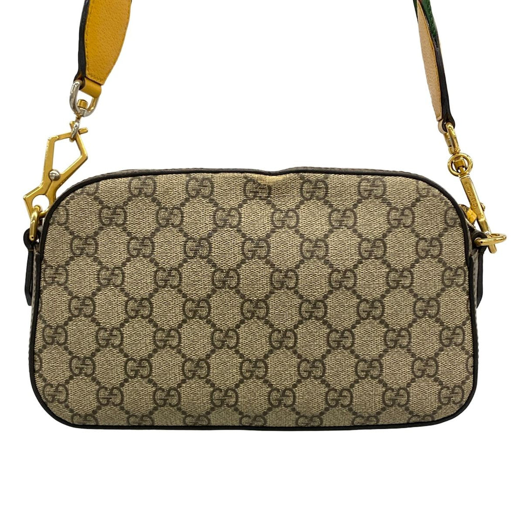 Gucci Shoulder Bag Neo Vintage GG Supreme Beige Dark Brown Leather — view 3