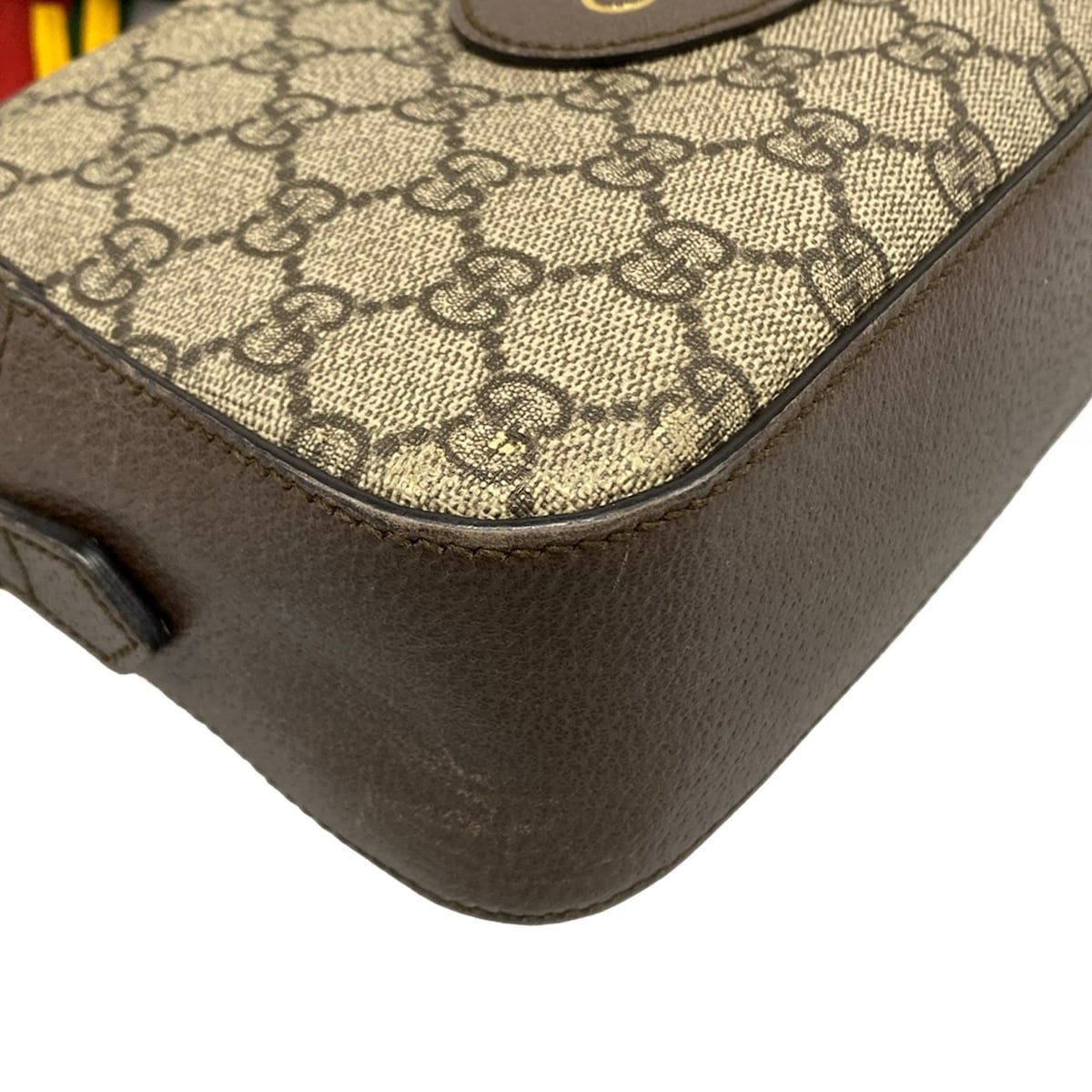Gucci Shoulder Bag Neo Vintage GG Supreme Beige Dark Brown Leather — view 6