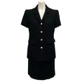 Chanel Skirt Black Tweed CC Logo Wool