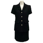 Chanel Skirt Black Tweed CC Logo Wool