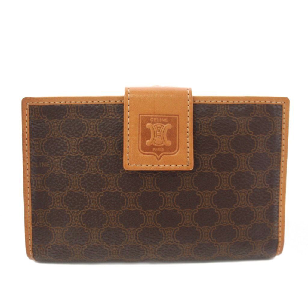 Celine Macadam Kiss Lock Bifold Wallet Brown TK 49