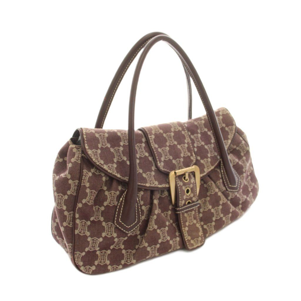 Celine Paris Macadam Tote Canvas Leather Red Brown — view 2