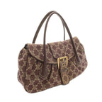 Celine Paris Macadam Tote Canvas Leather Red Brown — view 2