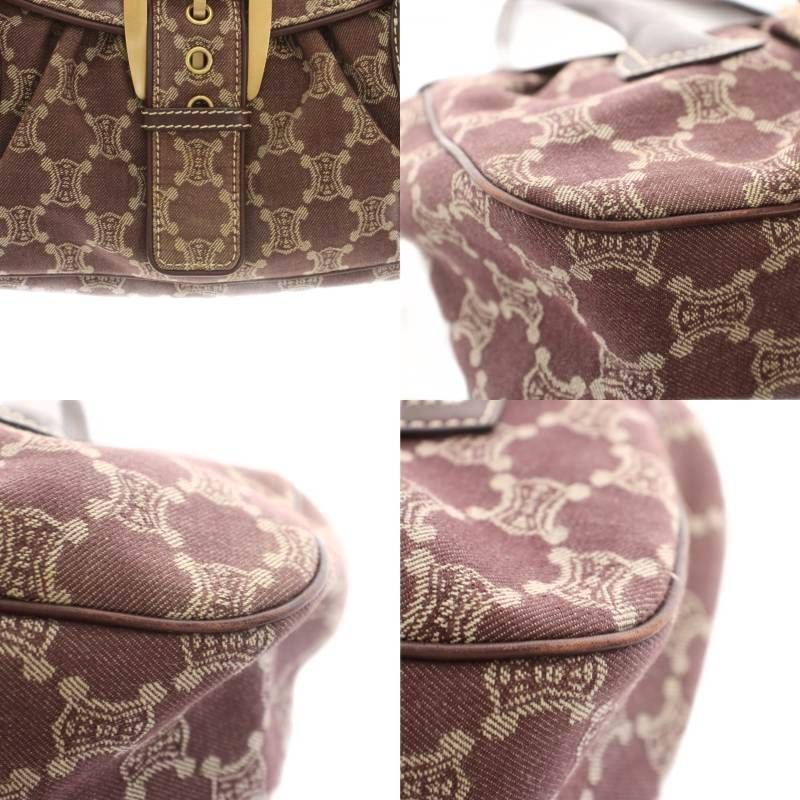 Celine Paris Macadam Tote Canvas Leather Red Brown — view 9
