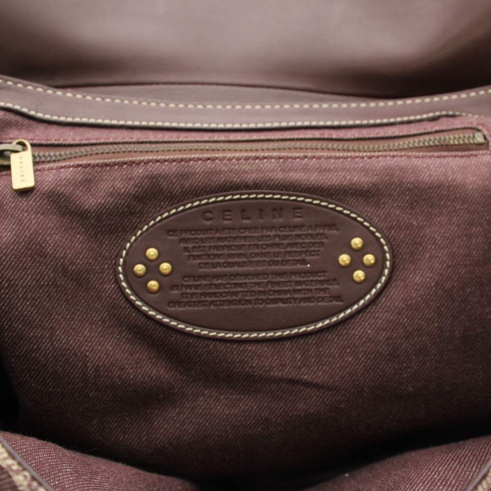 Celine Paris Macadam Tote Canvas Leather Red Brown — view 5