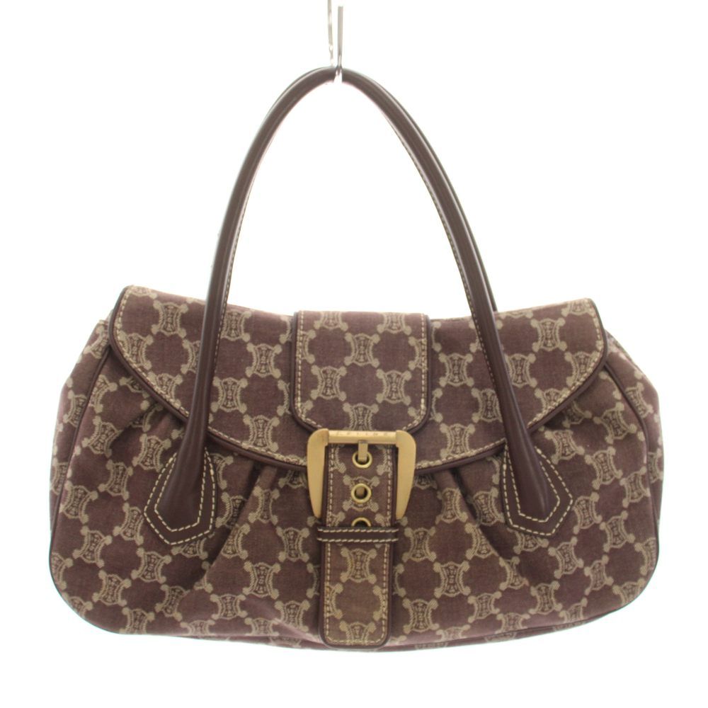 Celine Paris Macadam Tote Canvas Leather Red Brown