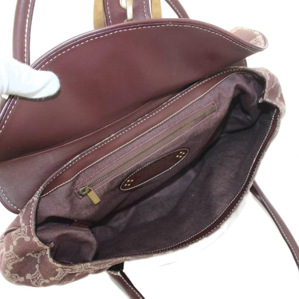Celine Paris Macadam Tote Canvas Leather Red Brown — view 6