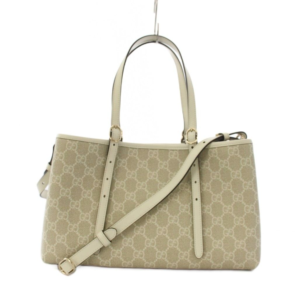 Gucci GG Emblem Tote Shoulder Bag 2-Way Ivory KH