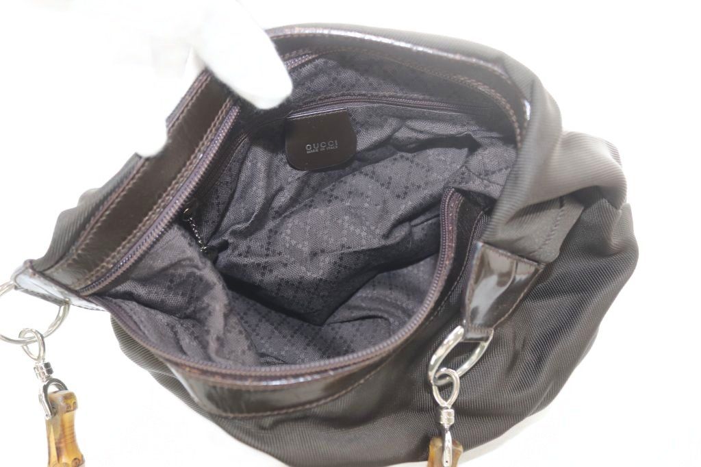 Gucci Bamboo Line Shoulder Bag Nylon Dark Brown 000.5 — view 4