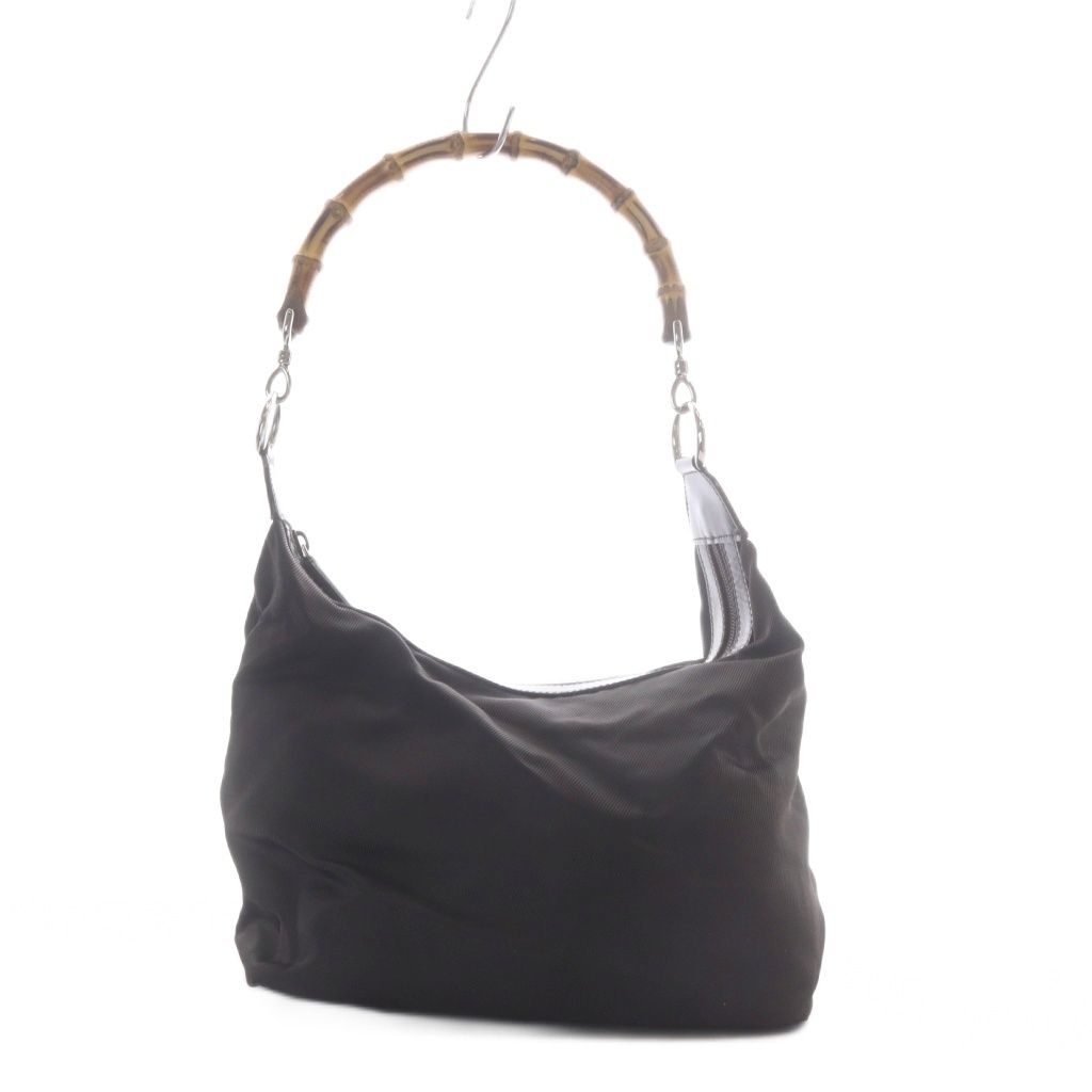 Gucci Bamboo Line Shoulder Bag Nylon Dark Brown 000.5