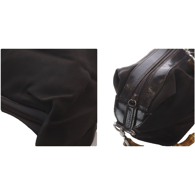 Gucci Bamboo Line Shoulder Bag Nylon Dark Brown 000.5 — view 9