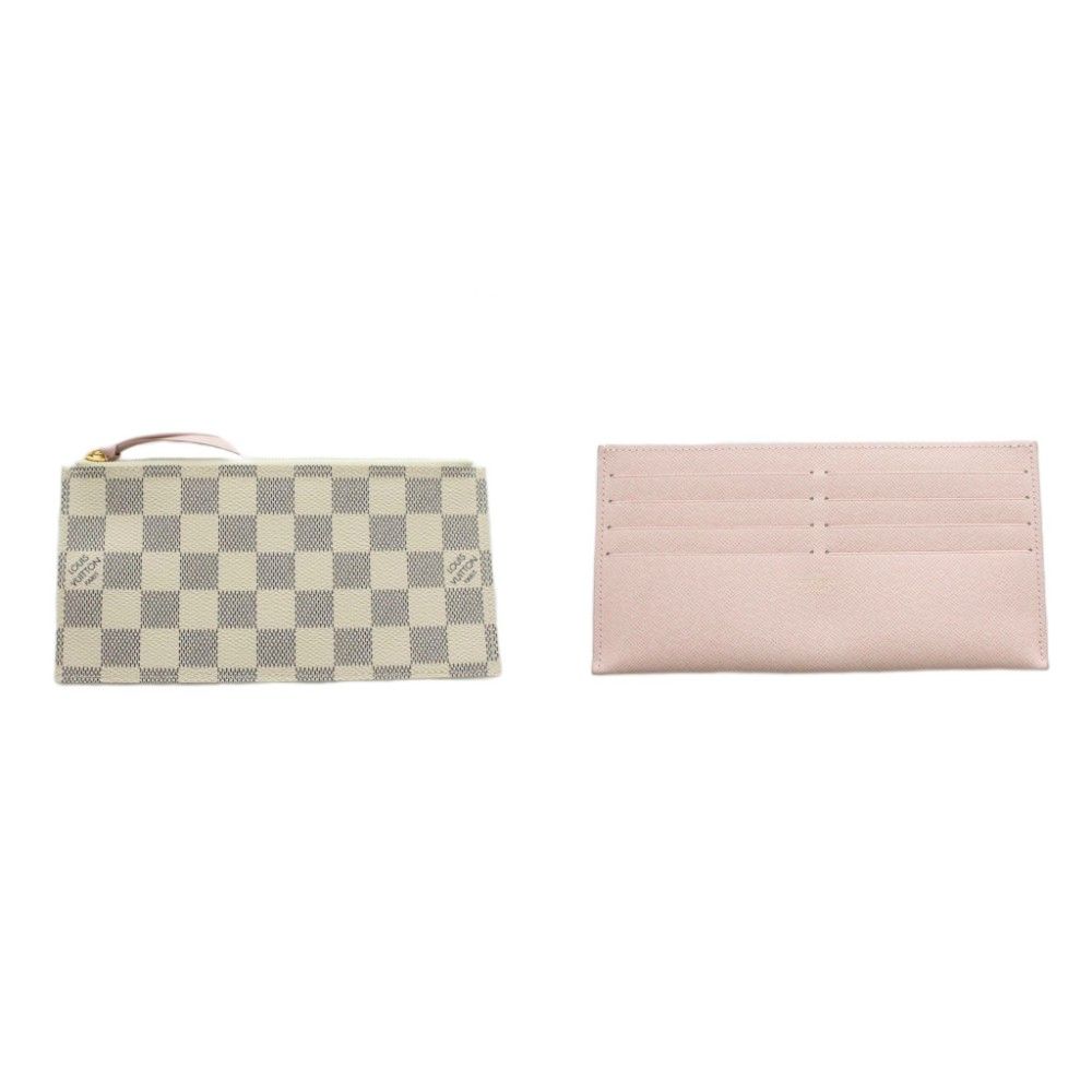 Louis Vuitton Pochette Damier Azur Chain Wallet Shoulder Bag Beige Navy — view 6
