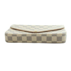 Louis Vuitton Pochette Damier Azur Chain Wallet Shoulder Bag Beige Navy — view 4