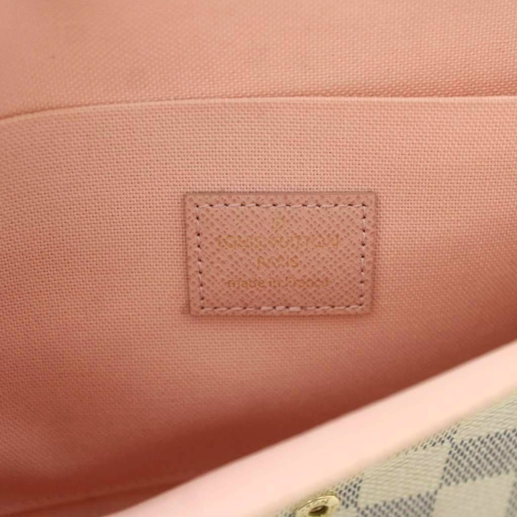 Louis Vuitton Pochette Damier Azur Chain Wallet Shoulder Bag Beige Navy — view 8