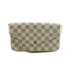 Louis Vuitton Pochette Damier Azur Chain Wallet Shoulder Bag Beige Navy