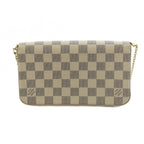 Louis Vuitton Pochette Damier Azur Chain Wallet Shoulder Bag Beige Navy — view 2