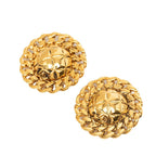 Chanel CC Logo Quilted Chain Earrings Gold Plated
