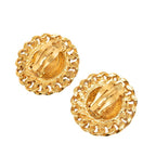 Chanel CC Logo Quilted Chain Earrings Gold Plated
