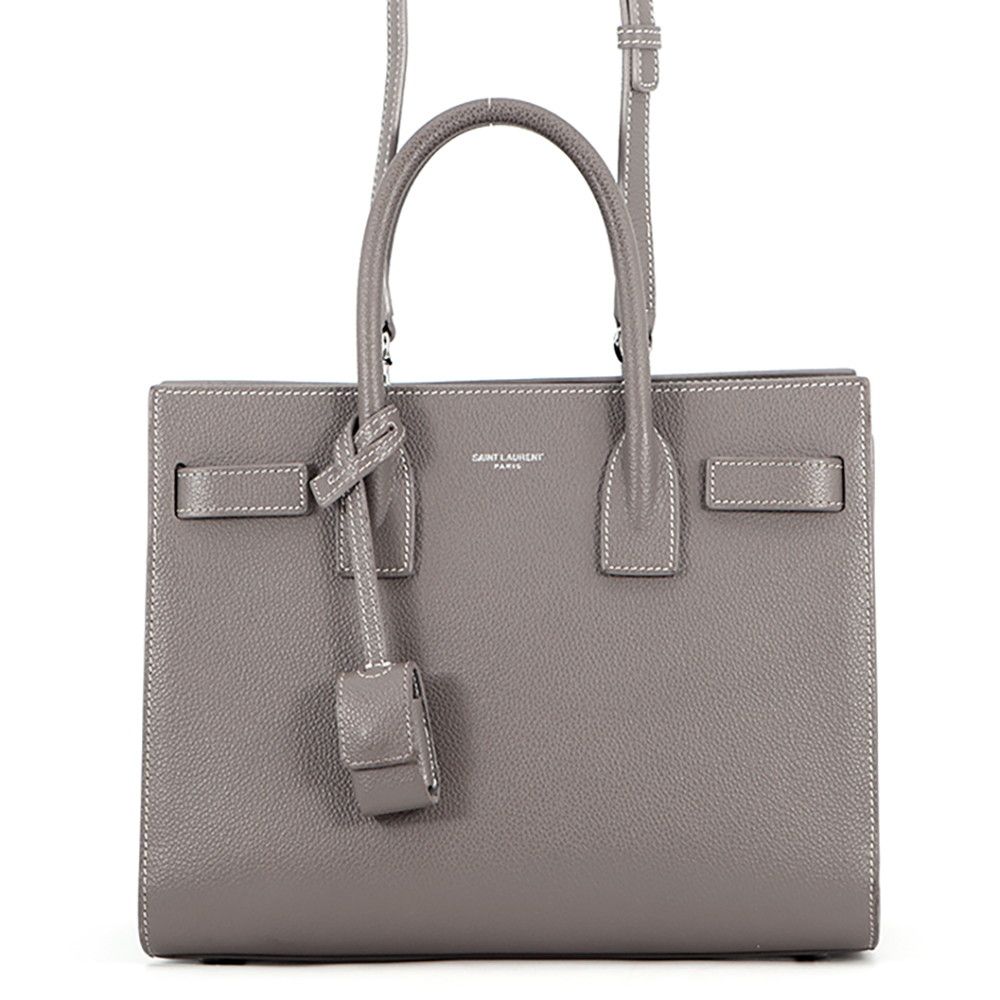 Saint Laurent Paris Handbag Baby Sac Dejour Gray Leather 2-Way