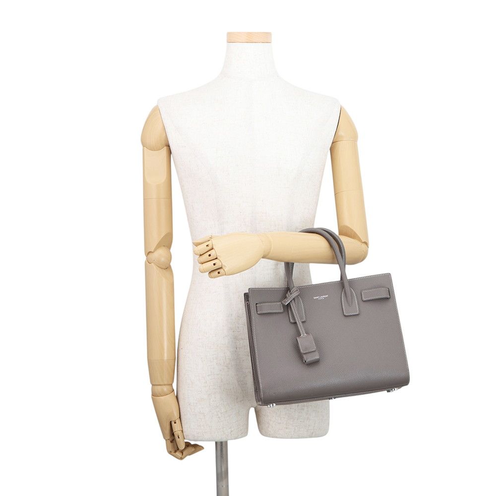 Saint Laurent Paris Handbag Baby Sac Dejour Gray Leather 2-Way — view 4