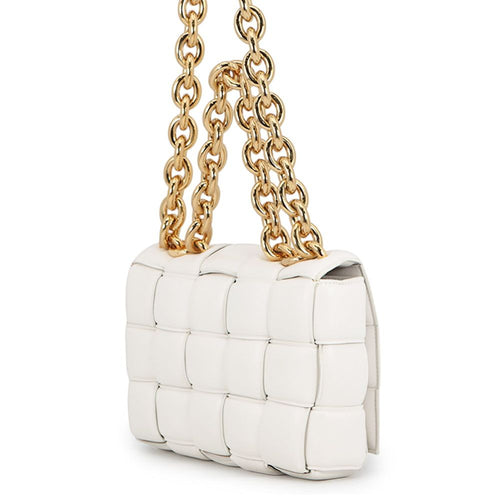 Bottega Veneta Chain Shoulder Bag Cassette Leather White — view 2