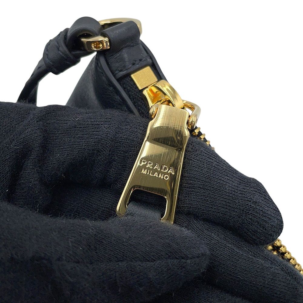 Prada Shoulder Bag Triangle Logo Leather Black — view 9