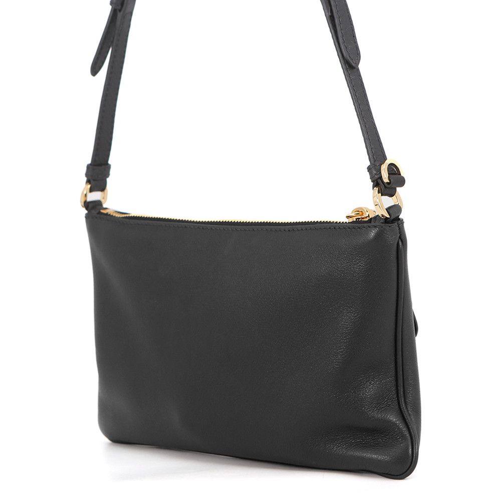 Prada Shoulder Bag Triangle Logo Leather Black — view 2