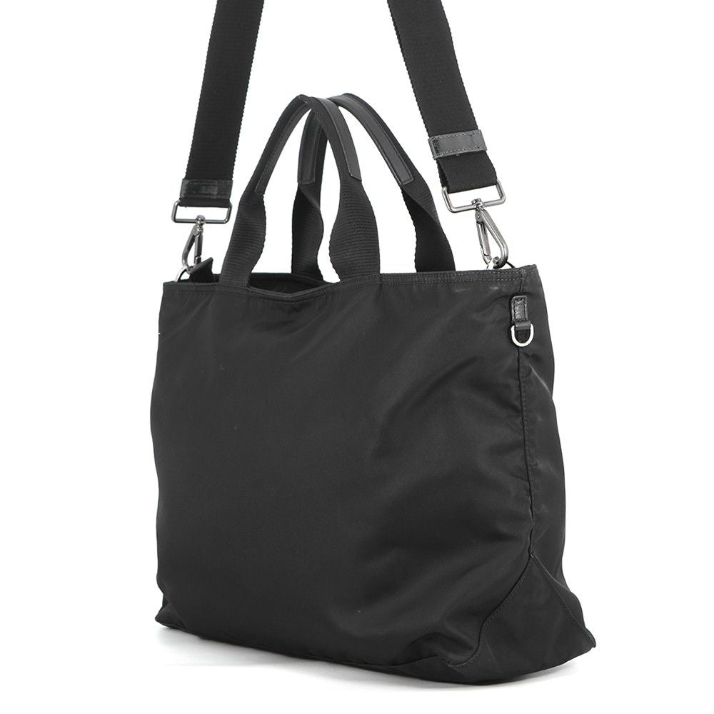 Prada Tote Nylon Triangle Logo 2-Way Shoulder Bag Black — view 2
